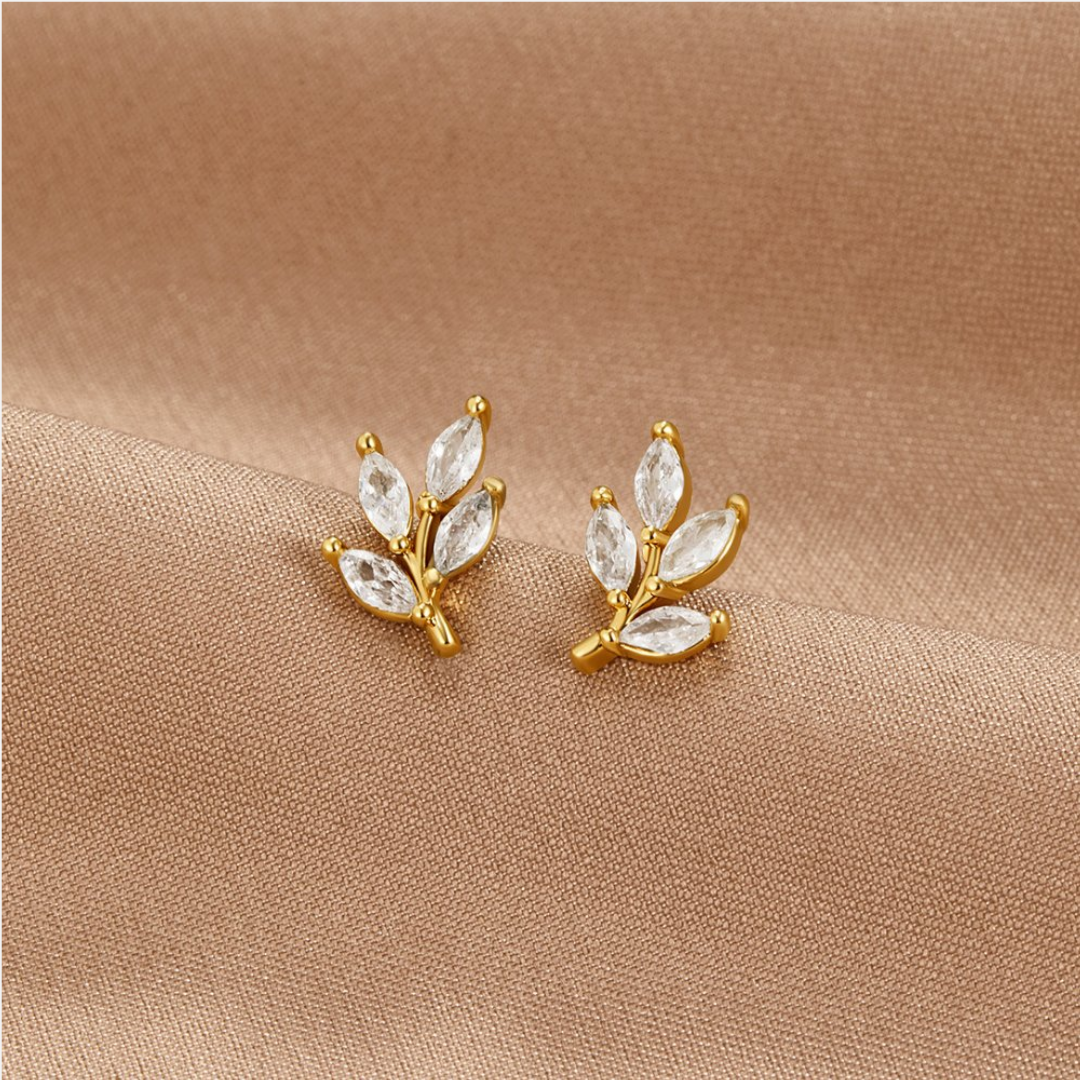 Crystal Leaf Earrings