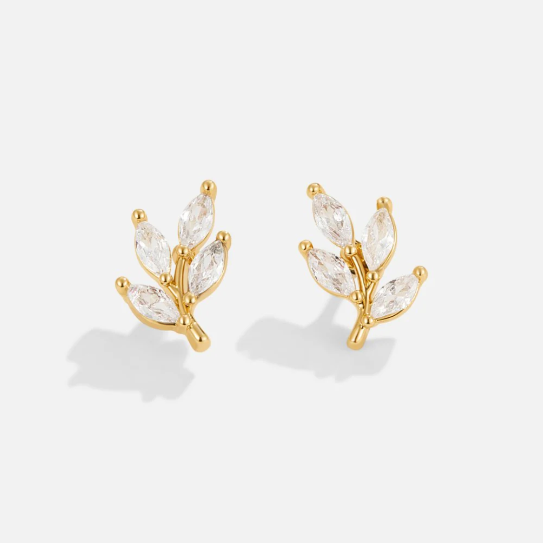 Crystal Leaf Earrings