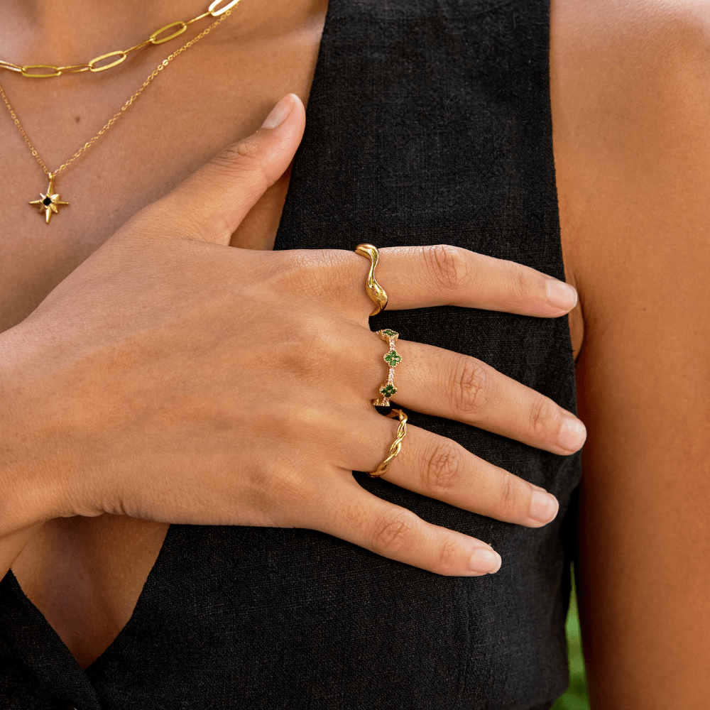 Four Leaf Clover Crystal Ring